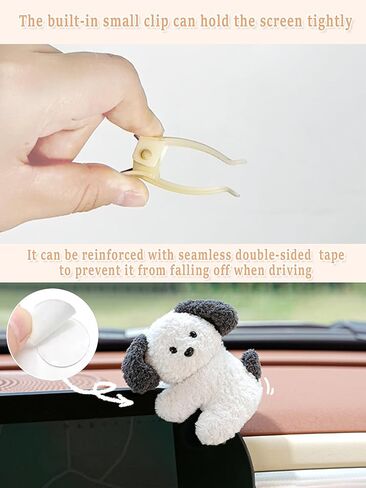 Car Dashboard Decorations Dog,Dash Ornaments for Cars Interior Rearview Mirror Accessories Animal Plush,Funny Computer Monitor Decor,Dog in Kuwait
