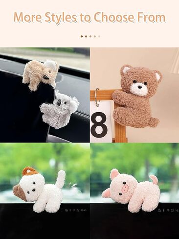 Car Dashboard Decorations Dog,Dash Ornaments for Cars Interior Rearview Mirror Accessories Animal Plush,Funny Computer Monitor Decor,Dog in Kuwait