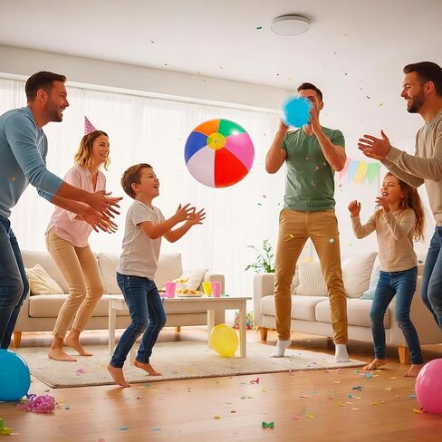 10 عبوات من كرات الشاطئ مقاس 20 بوصة - كرات شاطئ كبيرة بألوان قوس قزح قابلة للنفخ لحمام السباحة لتزيين لوازم الحفلات، للكبار والأطفال وأعياد ميلاد لوا الصيفية وألعاب مائية على الشاطئ وحفلات كرة الشاطئ in Kuwait