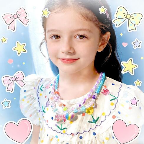 SIELEVIN Little Girl Jewelry for Kids Toddler Necklace Bracelet Set with Unicorn Mermaid Pendant Toddler Dress up Jewelry Princess Gifts for 3 4 5 6 7 8 Years Old in Kuwait