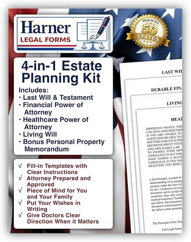4-in-1 Estate Planning Kit – Last Will & Testament + Financial POA + Healthcare POA + Living Will – Attorney-Drafted Templates with Instructions in Kuwait