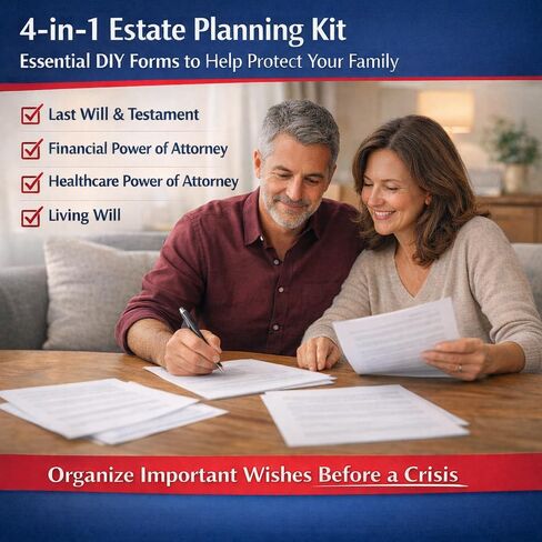 4-in-1 Estate Planning Kit – Last Will & Testament + Financial POA + Healthcare POA + Living Will – Attorney-Drafted Templates with Instructions in Kuwait