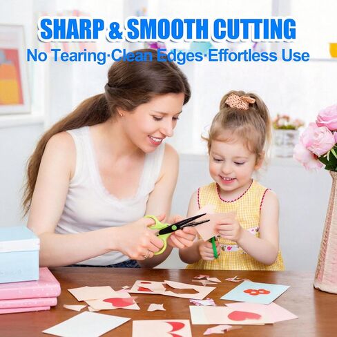 12 Pack Craft Scissors Decorative Edge, 6.5" Pattern Scissors for Kids & Adults, Colorful Decorative Scissors Set with Zig Zag, Wavy, Scallop Edges for Scrapbooking, Paper Crafts, Card Making in Kuwait