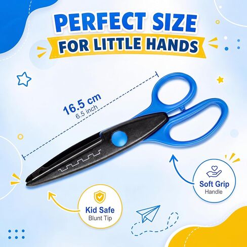 12 Pack Craft Scissors Decorative Edge, 6.5" Pattern Scissors for Kids & Adults, Colorful Decorative Scissors Set with Zig Zag, Wavy, Scallop Edges for Scrapbooking, Paper Crafts, Card Making in Kuwait