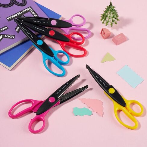 12 Pack Craft Scissors Decorative Edge, 6.5" Pattern Scissors for Kids & Adults, Colorful Decorative Scissors Set with Zig Zag, Wavy, Scallop Edges for Scrapbooking, Paper Crafts, Card Making in Kuwait