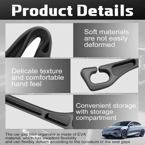 4PCS Car Seat Gap Filler Organizer with Dual-Slot & Belt Slot, Universal Anti-Drop Gap Blocker for Cars, SUVs & Trucks, No More Lost Items, Black in Kuwait