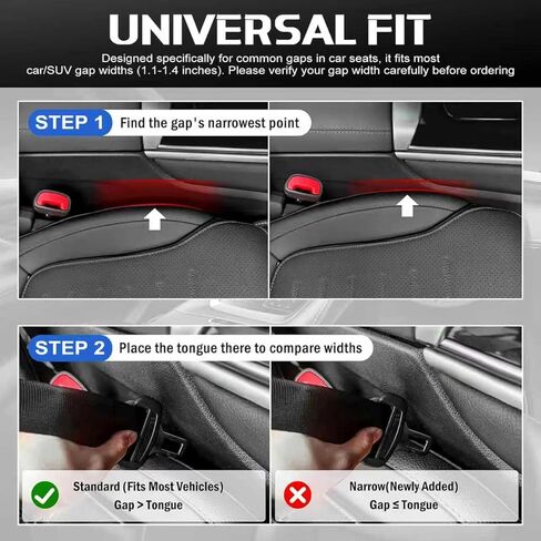 4PCS Car Seat Gap Filler Organizer with Dual-Slot & Belt Slot, Universal Anti-Drop Gap Blocker for Cars, SUVs & Trucks, No More Lost Items, Black in Kuwait