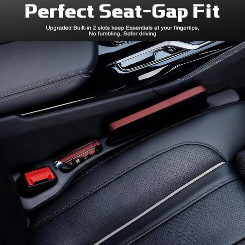 4PCS Car Seat Gap Filler Organizer with Dual-Slot & Belt Slot, Universal Anti-Drop Gap Blocker for Cars, SUVs & Trucks, No More Lost Items, Black in Kuwait