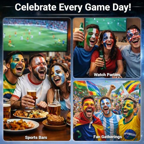 Face Paint Kit – 20 Colors Non-Toxic Water Activated Face Paint Palette with Stencils & Gems, Facepaint Set for Soccer Fans, Game Day Makeup for Matches, Tournaments, Fan Parties & Sports Celebration in Kuwait