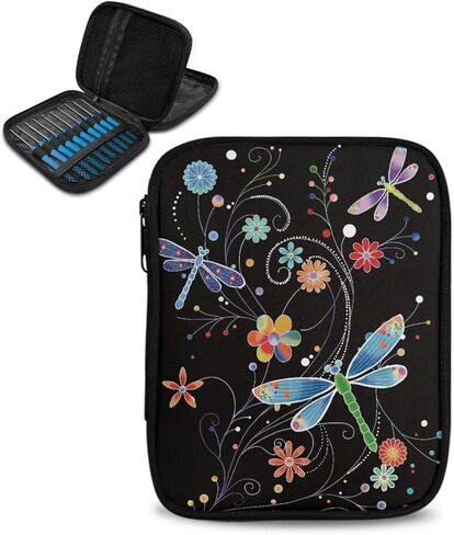 Crochet Hook Bag Organizer Small Dragonfly Crochet Hook Knitting Needle Organizer Portable Crochet Bags for Crocheting Double Hand-Knitted DIY Tools Crochet Sweater Needle Storage in Saudi Arabia