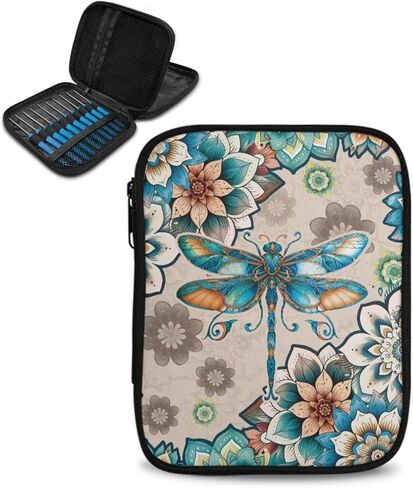 Crochet Hook Bag Organizer Small Dragonfly Crochet Hook Knitting Needle Organizer Portable Crochet Bags for Crocheting Double Hand-Knitted DIY Tools Crochet Sweater Needle Storage in Saudi Arabia