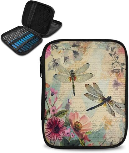 Crochet Hook Bag Organizer Small Dragonfly Crochet Hook Knitting Needle Organizer Portable Crochet Bags for Crocheting Double Hand-Knitted DIY Tools Crochet Sweater Needle Storage in Saudi Arabia