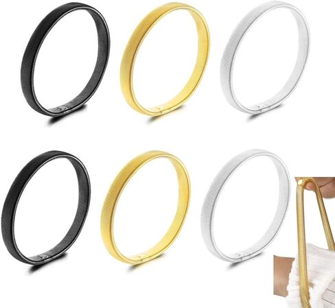 Sleeve Garters for Women Men 6-Pack Stretchy Metal Sleeve Holders Anti-Slip Arm Bands Elastic Arm Straps，Elastic Arm Straps Fixing Long Sleeves for Men Women Use(Gold, Silver, Black) in Kuwait