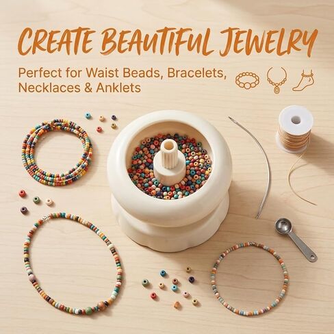 Bead Spinner for Jewelry Making, Clay Bead Spinner with Polished Beads Bowl, DIY Quick Beading Tool, Ideal for Waist Beads, Bracelets & Necklaces in Kuwait