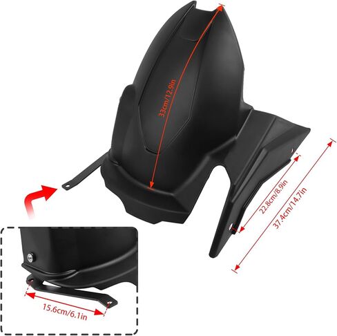 موسع واقي الطين للعجلة الخلفية من CHIFUN لـ GSX-8S 2023-2025، GSX-8R 2024-2026، GSX-8TT 800 2025-2026، ملحقات تمديد واقيات غبار الدراجات النارية لسوزوكي (أسود) in Kuwait