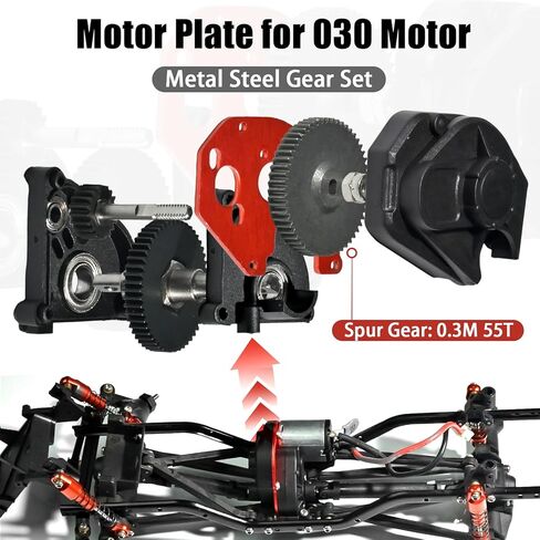علبة تروس نقل كاملة SCX24 مع ترس نقل فولاذي 0.3 Mod لمحور SCX24 Deadbolt C10 JLU Gladiator Bronco 1/24 RC ترقية السيارة الزاحفة، وموثوقية متانة محسنة in Kuwait
