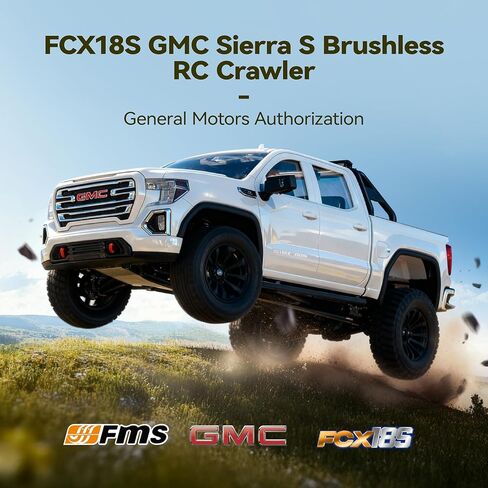 FMS FCX18S جي إم سي سييرا S زاحف RC بدون فرشاة، شاحنة الطرق الوعرة RC الزاحفة RTR مع سرعتين، نظام إضاءة، سيارة تحكم عن بعد من فئة الهوايات للبالغين in Kuwait
