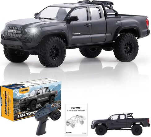 FMS FCX24 TOYOTA TACOMA 1/24 RC Crawler 4x4 RC Truck Crawler, Official Licensed Scale RC Rock Crawler with 2-Speed Transmission, High Torque Motor, All-Metal Bearings, RTR RC Car for Adults (GRAY) in Kuwait
