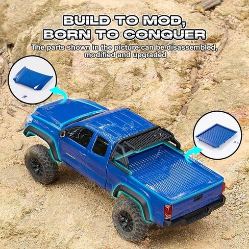 FMS FCX24 TOYOTA TACOMA 1/24 RC Crawler 4x4 RC Truck Crawler, Official Licensed Scale RC Rock Crawler with 2-Speed Transmission, High Torque Motor, All-Metal Bearings, RTR RC Car for Adults (GRAY) in Kuwait