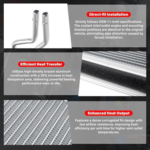 قلب سخان HVAC متوافق مع 1997-2003 Ford F150، 2004 F150 Heritage 2004، 1997-1999 F250، 1997-2002 Expedition & 2002-2003 Lincoln Blackwood، 1998-2002 Navigator OEM# 93001 F65Z18476AA HT8343 in Kuwait