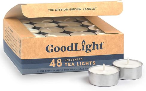 GoodLight Paraffin-Free Tea Light Candles, Made from Vegan Palm Wax, Clean-Burning, All-Natural Unscented Tealight Candles, 4-Hour Burn Time 100 CT in Kuwait