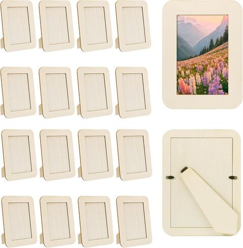 WSICSE 16 Pack Wooden Picture Frames for Crafts, 4" x 6" DIY Picture Frame Craft, Photos Wooden Frames for Father's Day Birthday Wedding Party in Kuwait