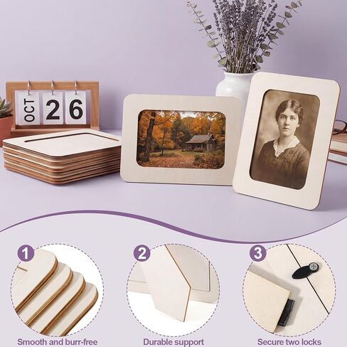 WSICSE 16 Pack Wooden Picture Frames for Crafts, 4" x 6" DIY Picture Frame Craft, Photos Wooden Frames for Father's Day Birthday Wedding Party in Kuwait