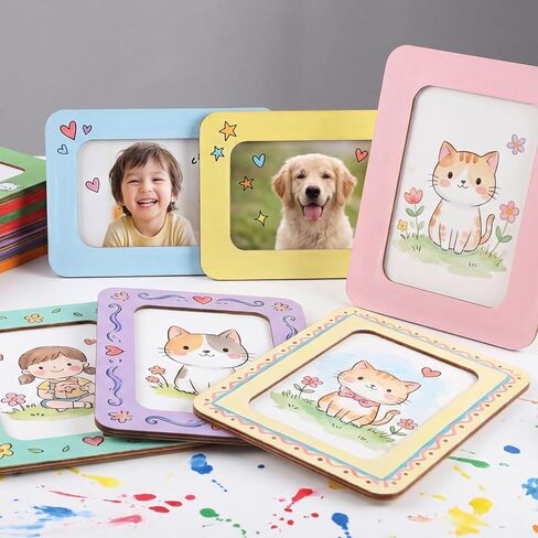 WSICSE 16 Pack Wooden Picture Frames for Crafts, 4" x 6" DIY Picture Frame Craft, Photos Wooden Frames for Father's Day Birthday Wedding Party in Kuwait