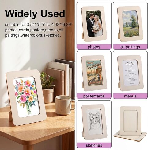 WSICSE 16 Pack Wooden Picture Frames for Crafts, 4" x 6" DIY Picture Frame Craft, Photos Wooden Frames for Father's Day Birthday Wedding Party in Kuwait