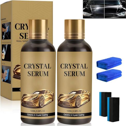 100ML Crystal Serum for Cars, Advanced Graphene Ceramic Coating for Cars, 9H Graphene Coating for Auto Car Detailing, Ultimate Quick Effect Car Coating Spray for Shine & Protection (2PCS) in Kuwait