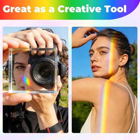 7 Pack K9 Optical Crystal Photography Prism Set, Include 1-4in Triangular Prism, 2in Crystal Glass Prism Cube, 2in Crystal Ball, 2in Dome Magnifier, Light Prism for Physics Teaching Photography Play in Kuwait