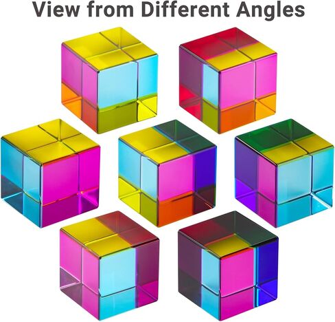 iKeelo Color Cube 50mm (3rd Gen) – Cyan Magenta Yellow - Subtractive Color Mixing – Optical Prism Cube with Safe Rounded Corners, Vibrant Colors & Storage Pouch in Kuwait
