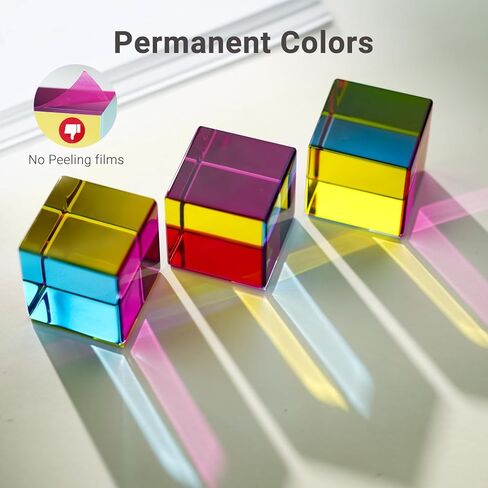 iKeelo Color Cube 50mm (3rd Gen) – Cyan Magenta Yellow - Subtractive Color Mixing – Optical Prism Cube with Safe Rounded Corners, Vibrant Colors & Storage Pouch in Kuwait
