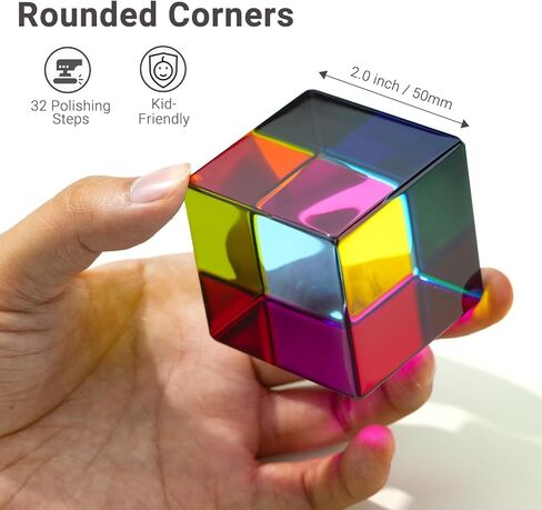 iKeelo Color Cube 50mm (3rd Gen) – Cyan Magenta Yellow - Subtractive Color Mixing – Optical Prism Cube with Safe Rounded Corners, Vibrant Colors & Storage Pouch in Kuwait