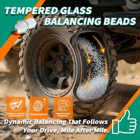 Tempered Glass Tire Balancing Beads 18LBS/8.16KG Bulk Tub, Tire Balance Beads for Truck, Trailer, RVs, ATV, Off-Road Vehicle, Heavy-Duty Wheel Balancing Solution with 2 Scoops & Tire Tread Depth Gauge in Kuwait