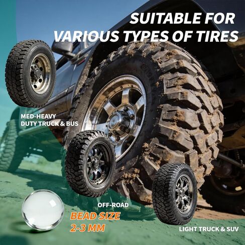 Tempered Glass Tire Balancing Beads 18LBS/8.16KG Bulk Tub, Tire Balance Beads for Truck, Trailer, RVs, ATV, Off-Road Vehicle, Heavy-Duty Wheel Balancing Solution with 2 Scoops & Tire Tread Depth Gauge in Kuwait