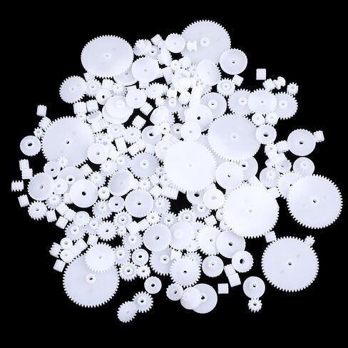 200PCS Module 0.5 Plastic Gears for Small Motors - White Single Gear Spindle Gear Set for DC Motor RC Car Robot DIY Model Parts in Kuwait