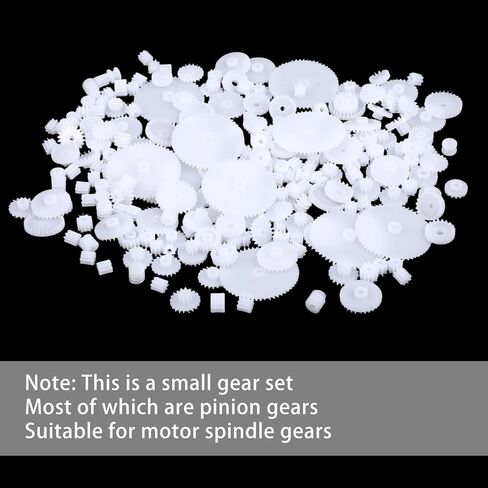 200PCS Module 0.5 Plastic Gears for Small Motors - White Single Gear Spindle Gear Set for DC Motor RC Car Robot DIY Model Parts in Kuwait