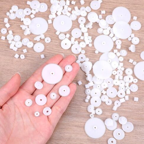 200PCS Module 0.5 Plastic Gears for Small Motors - White Single Gear Spindle Gear Set for DC Motor RC Car Robot DIY Model Parts in Kuwait