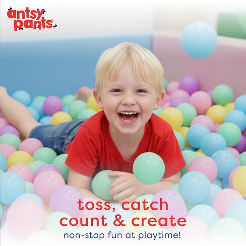 Antsy Pants 100 كرة حفرة الكرة، حفرة الكرة للأطفال الصغار 1-3، مواد غير سامة، خفيفة الوزن، 5 ألوان الباستيل، حقيبة تخزين قابلة لإعادة الاستخدام، كرات بلاستيكية لحفرة الكرة، ألعاب حسية للأطفال in Kuwait
