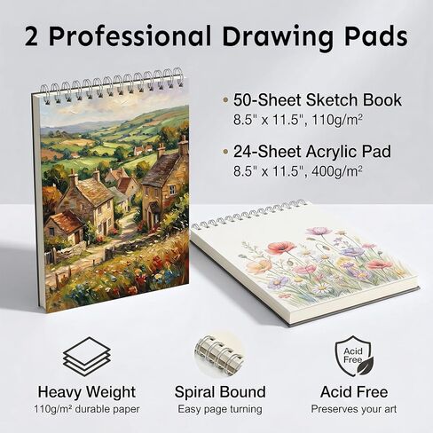TMOL 85 Piece Deluxe Wooden Art Supplies, Art Kit with Easel, Sketching Pencils, Artist Brushes and Acrylic Pad, Art Set for Teens, Adults and Artist Beginners, Creative Gift with Wooden Case in Kuwait