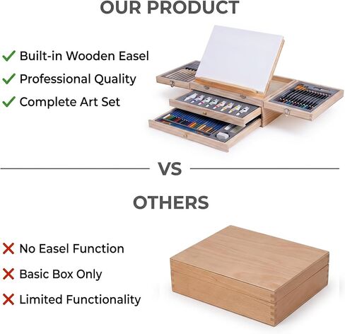 TMOL 85 Piece Deluxe Wooden Art Supplies, Art Kit with Easel, Sketching Pencils, Artist Brushes and Acrylic Pad, Art Set for Teens, Adults and Artist Beginners, Creative Gift with Wooden Case in Kuwait