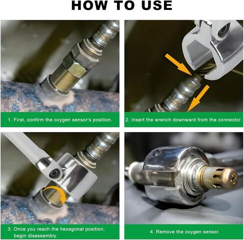 7/8" 22mm Oxygen Sensor Wrench, O2 Sensor Socket Removal Tool with Contour Handle & Flexible Head, Forged Steel Swivel Head Wrench for Oxygen Sensors Removal & Installation in Kuwait