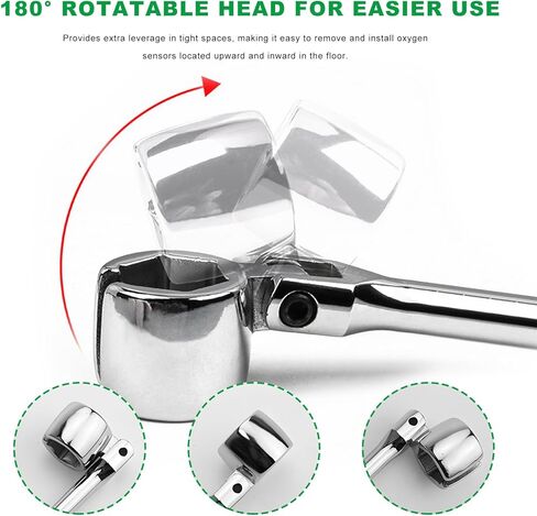 7/8" 22mm Oxygen Sensor Wrench, O2 Sensor Socket Removal Tool with Contour Handle & Flexible Head, Forged Steel Swivel Head Wrench for Oxygen Sensors Removal & Installation in Kuwait