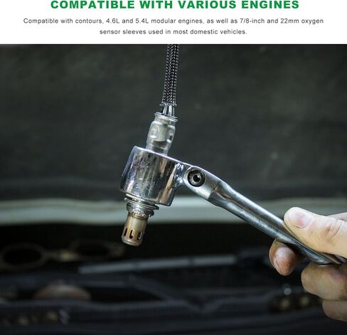 7/8" 22mm Oxygen Sensor Wrench, O2 Sensor Socket Removal Tool with Contour Handle & Flexible Head, Forged Steel Swivel Head Wrench for Oxygen Sensors Removal & Installation in Kuwait