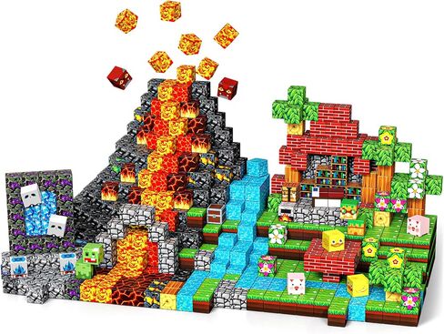 200PCS Magnetic Blocks, Magnetic Building Blocks Cubes Tiles, STEM Educational Stacking Magnets School Game Toys for Kid Ages 3 4 5 6 7 8 9 10 11 Birthday Party Supplies Gifts for Boys and Girls in Kuwait