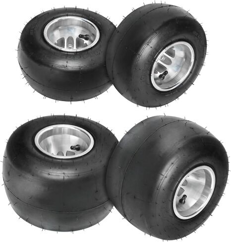 4 Pack 5'' Go Kart Wheels 11x7.10-5 Tire Rim, 3 Bolt 48mm Rim and 11x7.10x5 Tubless Smooth Slick Tire Combo for Racing Karting ATV Mobility Scooter Drift Trike Golf Cart in Kuwait