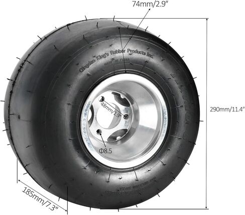 4 Pack 5'' Go Kart Wheels 11x7.10-5 Tire Rim, 3 Bolt 48mm Rim and 11x7.10x5 Tubless Smooth Slick Tire Combo for Racing Karting ATV Mobility Scooter Drift Trike Golf Cart in Kuwait