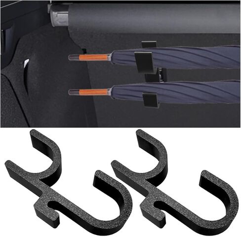 2PCS Car Umbrella Hook, No Drilling Multifunctional Plastic Auto Trunk Umbrella Holder, Universal Double Hook Vehicle Interior Seat Organizer Accessories for Car, SUV(Black Single) in Kuwait