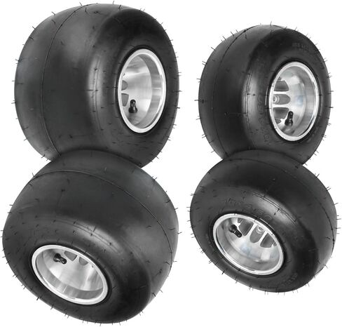 مجموعة من 4 إطارات وإطارات Slick Go Kart بدون أنابيب مقاس 10x4.50-5 أمامية و11x7.10-5 خلفية، و3 عجلات مسمارية بنمط مسمار 48 مم، وعجلات سباق Gokart لمركبة ATV Quad Drift Trike Buggy Minibike in Kuwait